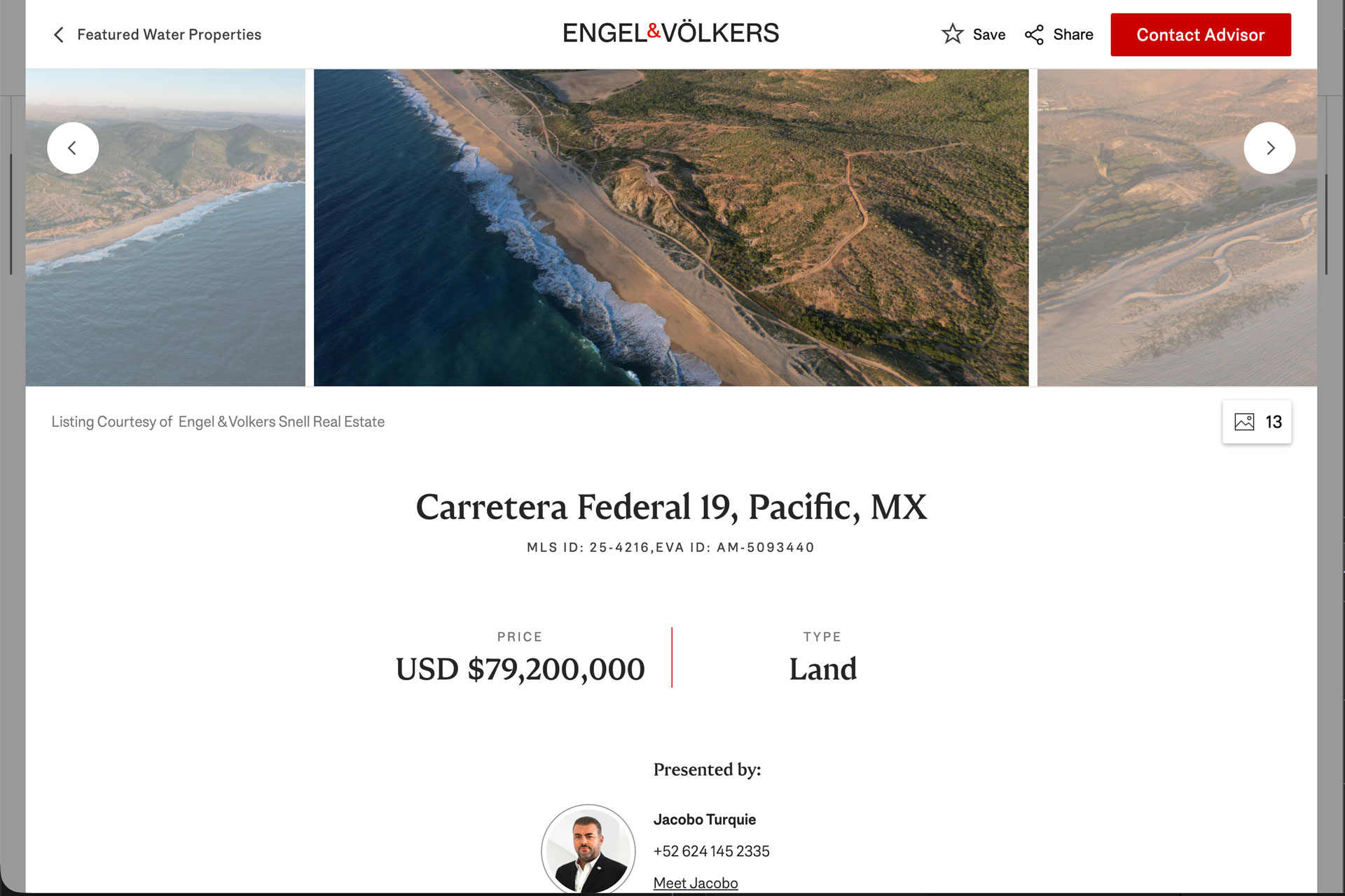 Example properties page for Engel & Völkers Americas