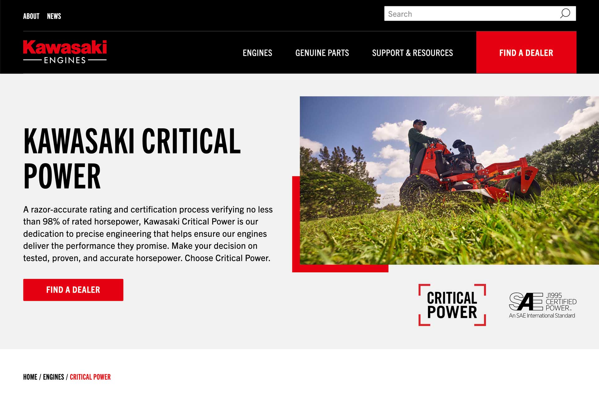 Special feature page for Kawasaki Engines