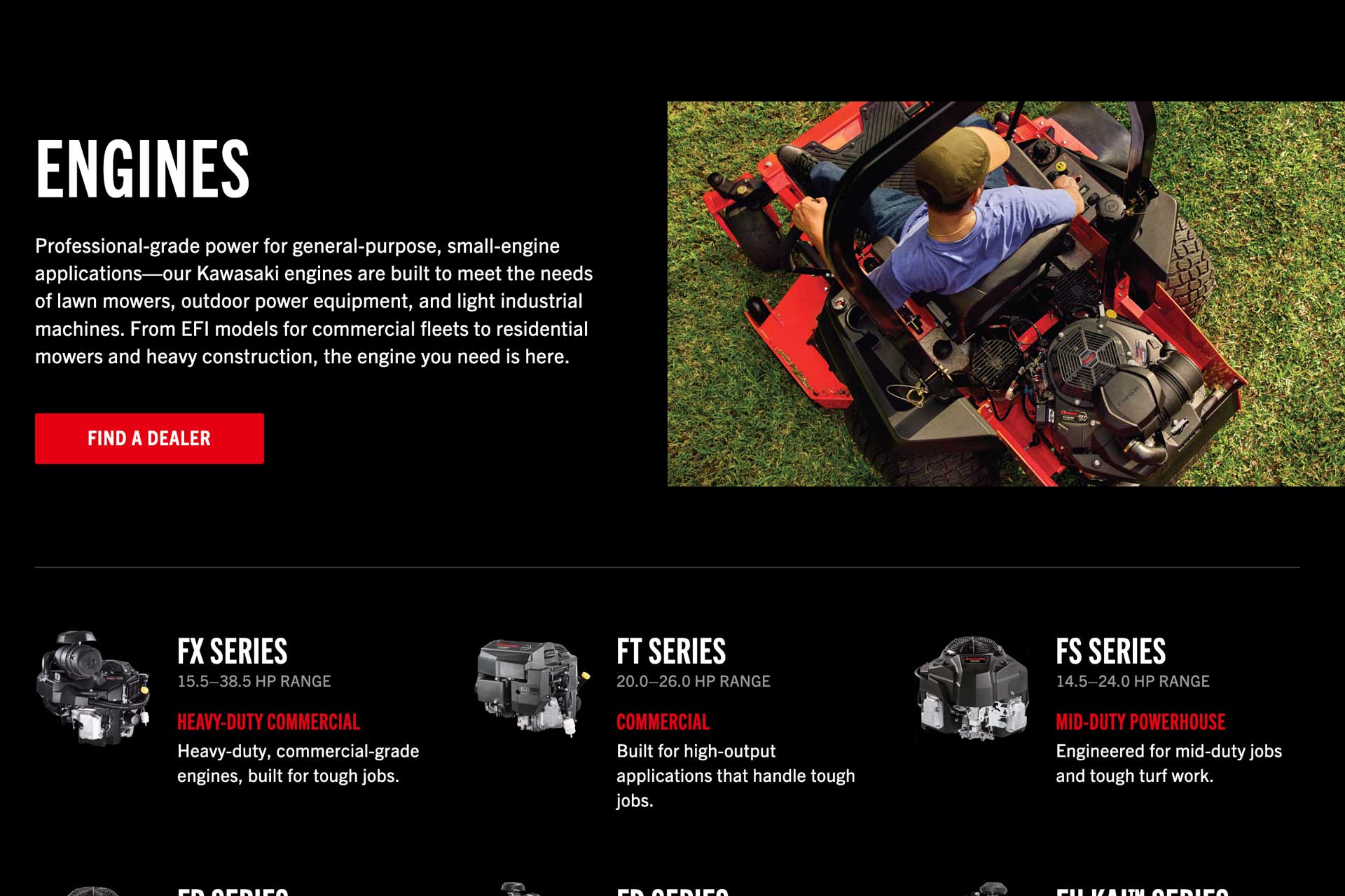 Example engines page for Kawasaki Engines